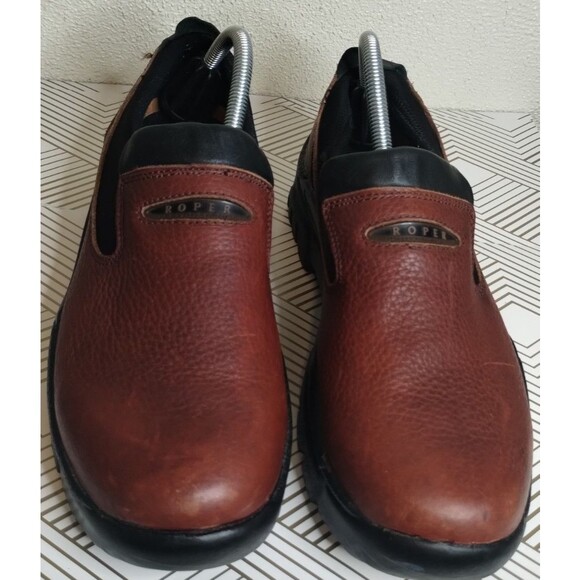 Roper Womens Timeless Basic Brown Leather Slip-On Shoes 9 - Picture 2 of 9